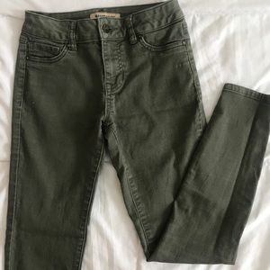 Army green skinny jeans